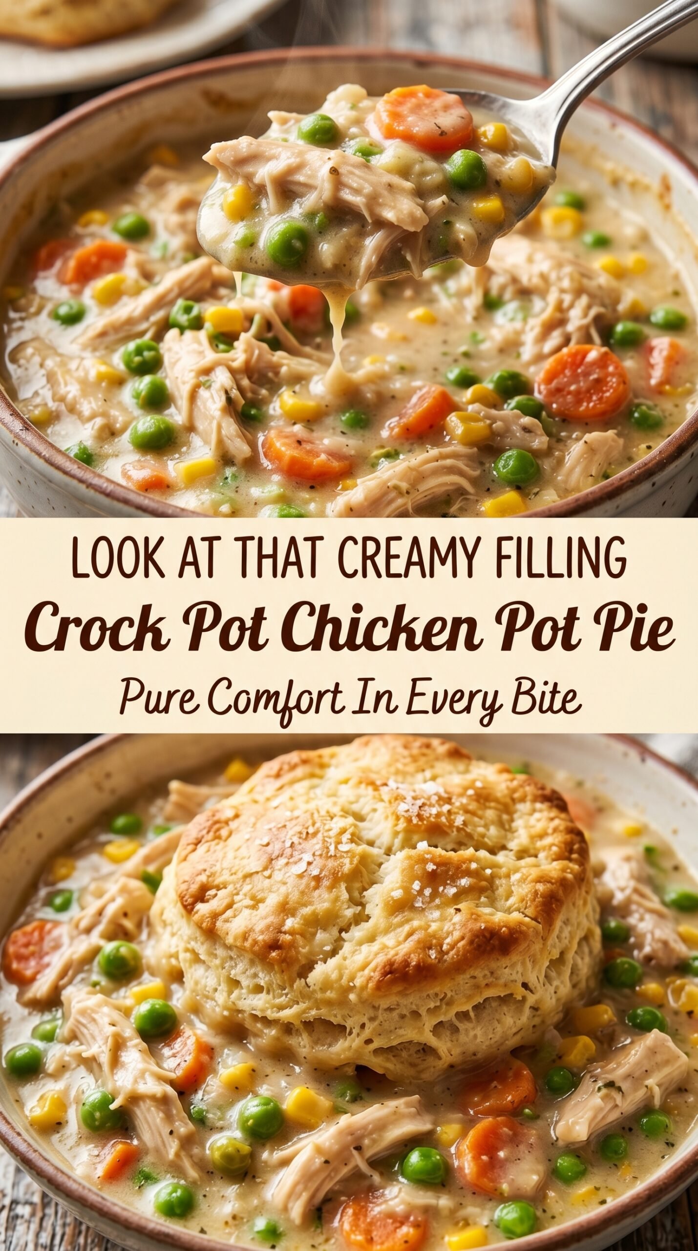 Crock Pot Chicken Pot Pie creamy biscuits