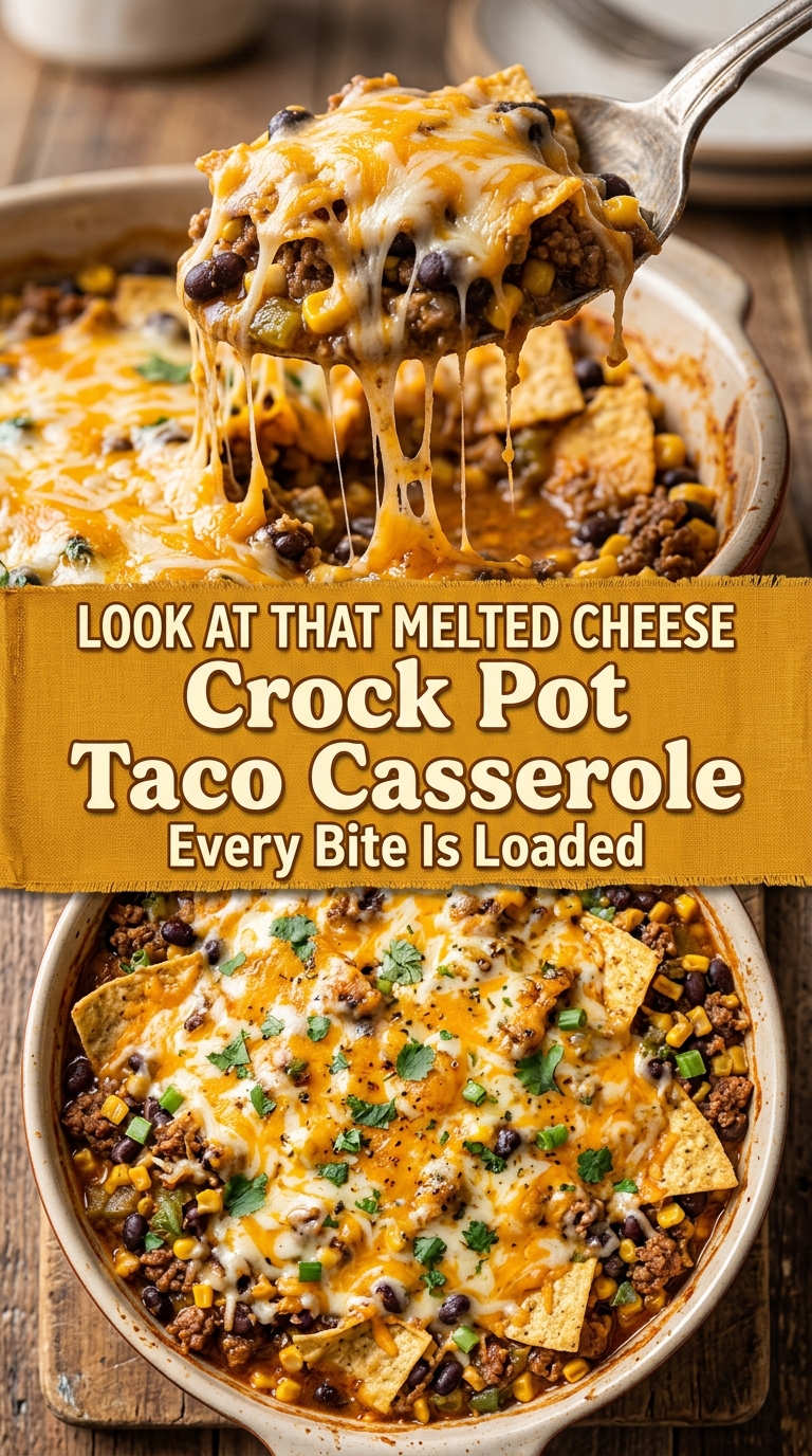 Crock Pot Taco Casserole cheesy hearty
