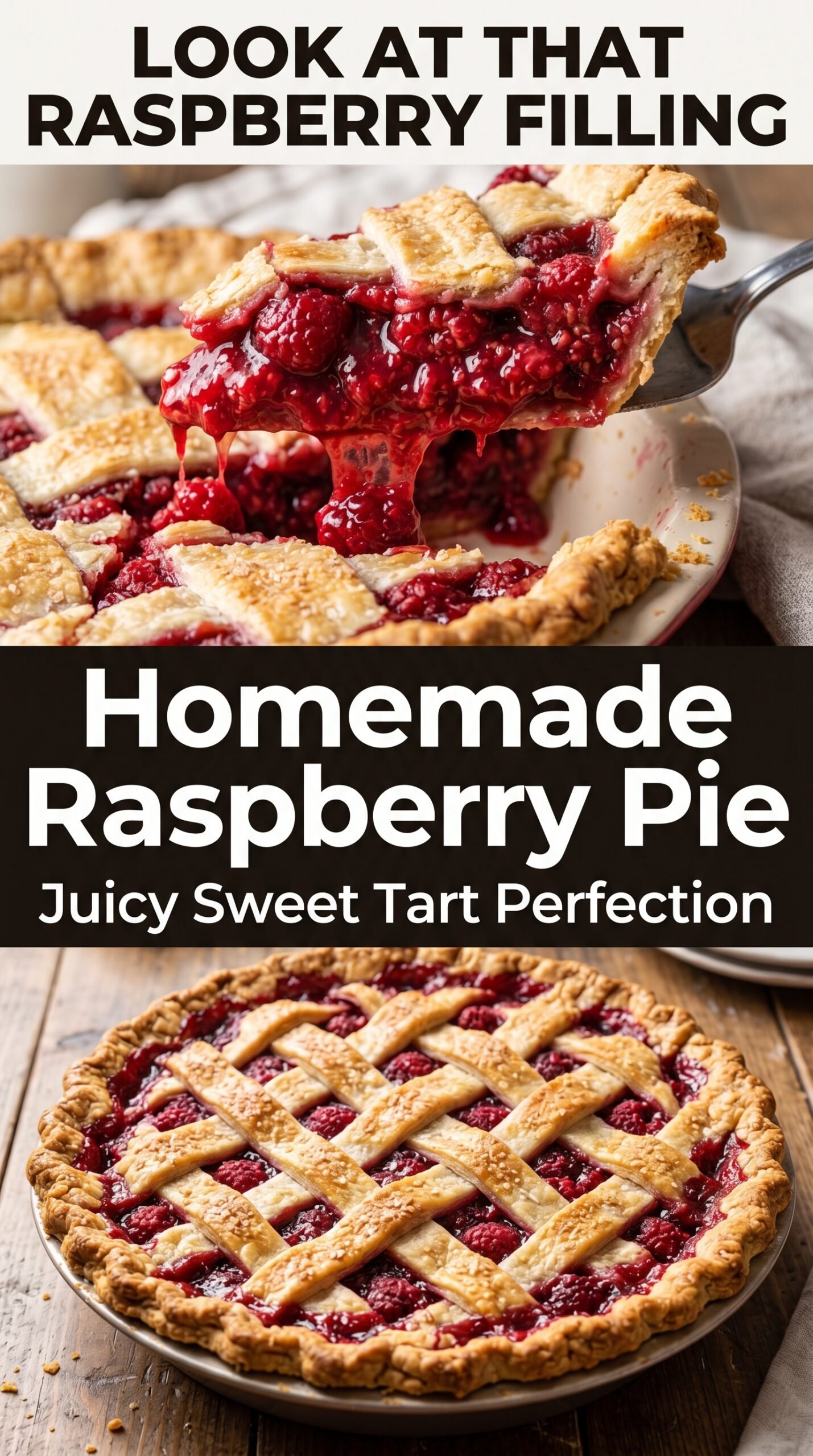 Homemade raspberry pie sweet-tart flaky crust