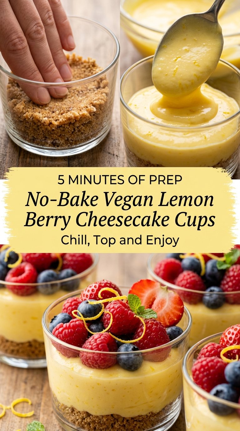 No-Bake Vegan Lemon Berry Cheesecake Cups