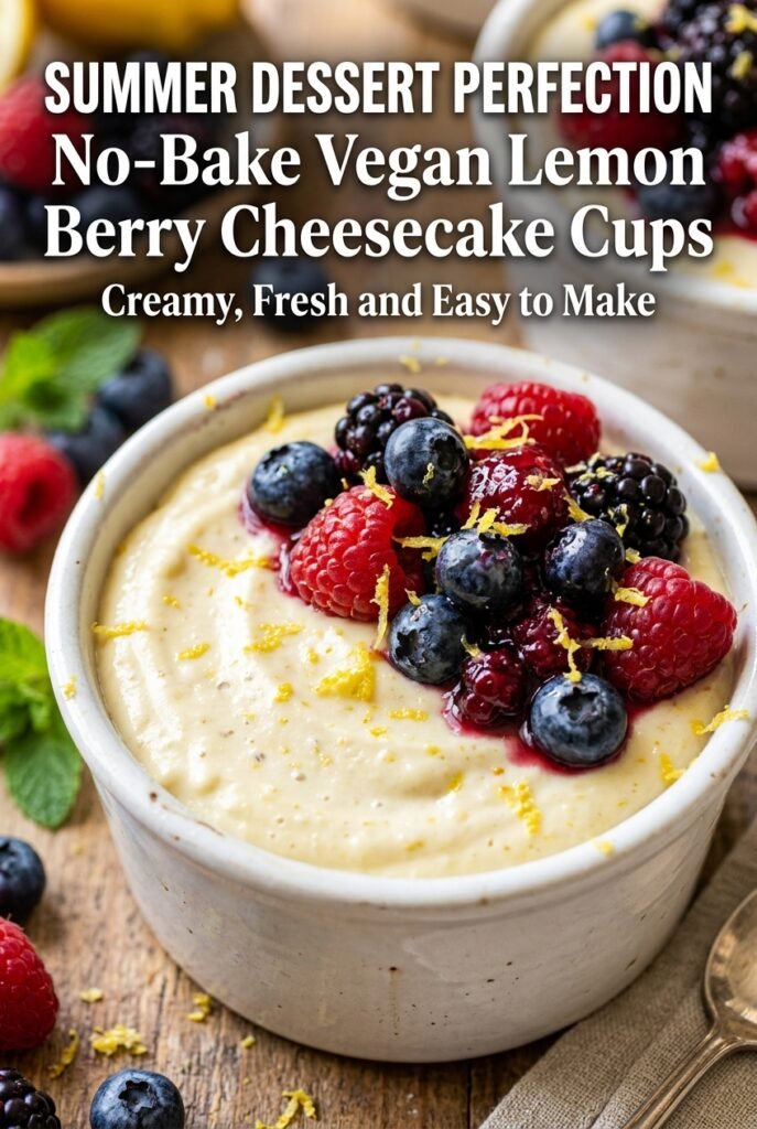 No-Bake Vegan Lemon Berry Cheesecake Cups