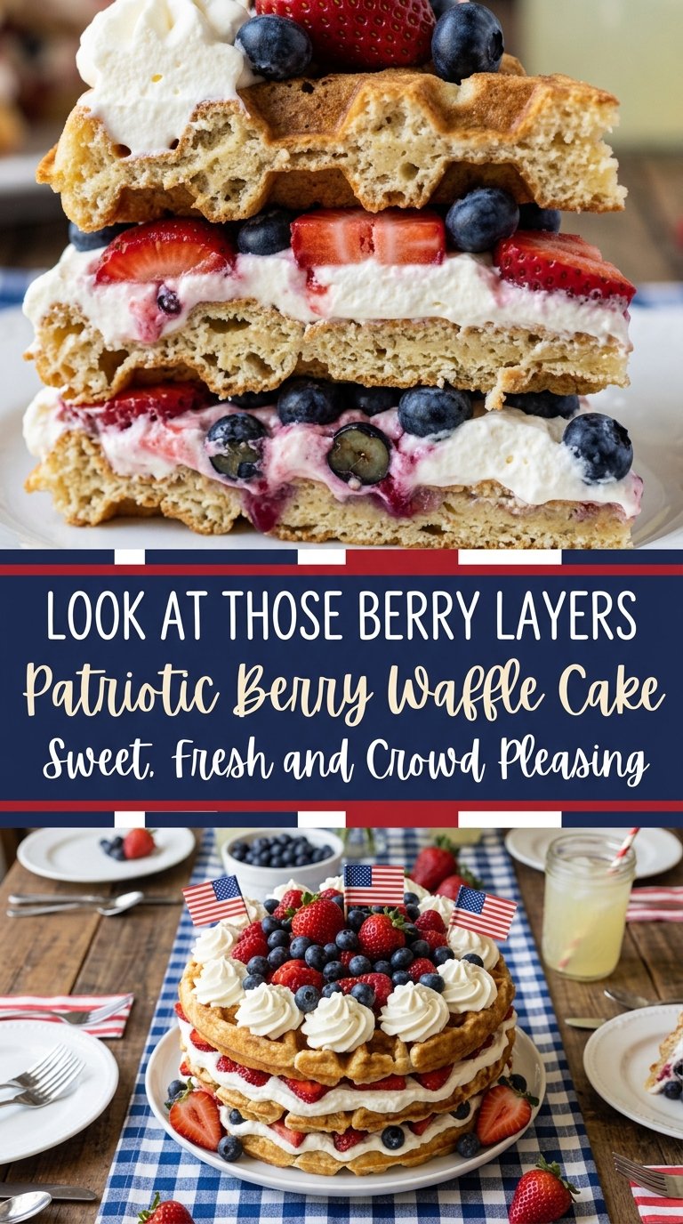 Patriotic Berry Waffle Cake red, white, blue