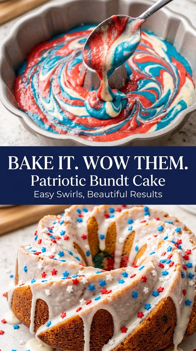 Patriotic Bundt Cake red white blue swirls