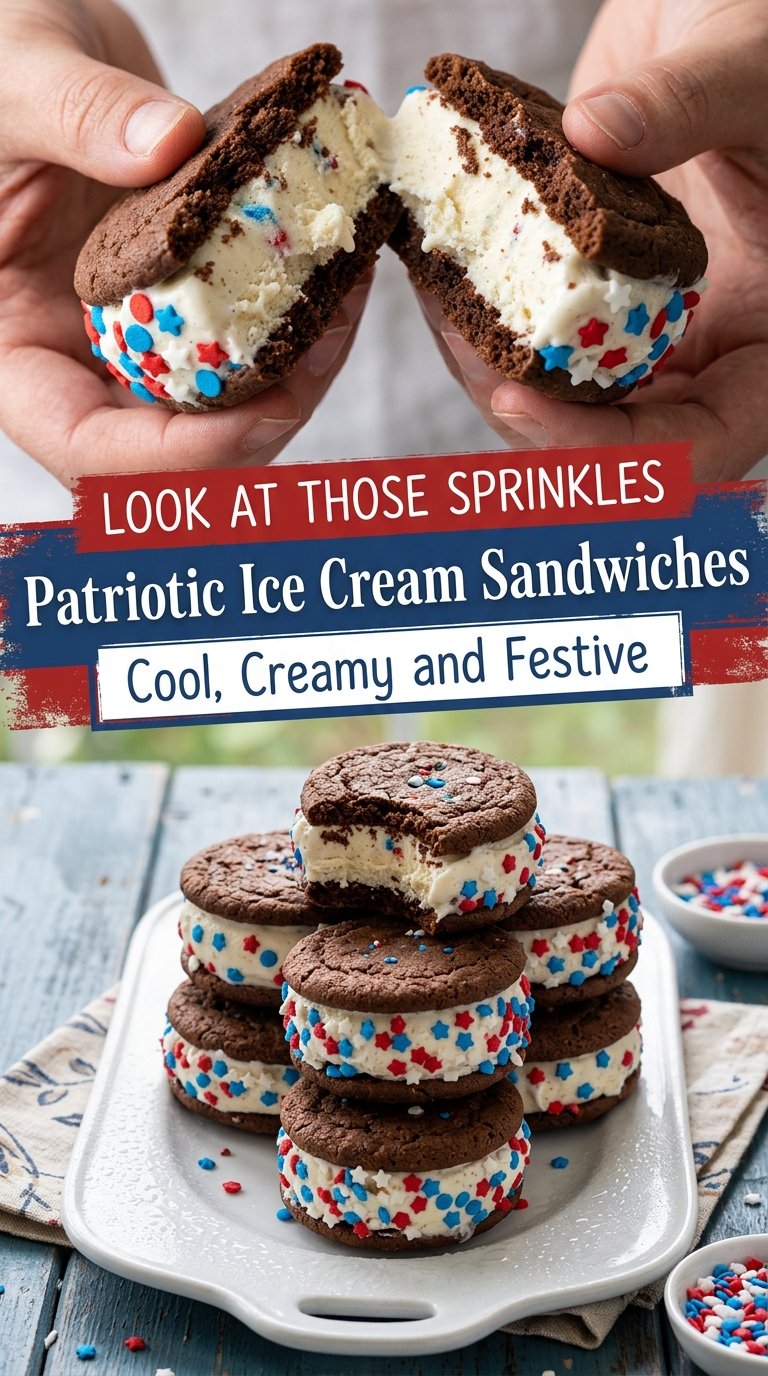 Patriotic Ice Cream Sandwiches festive creamy
