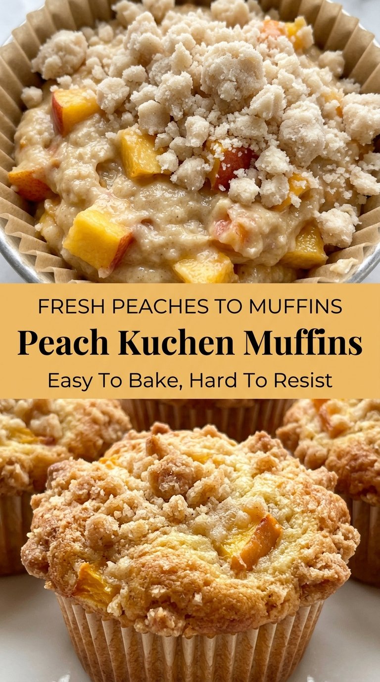 Peach Kuchen Muffins tender cinnamon streusel