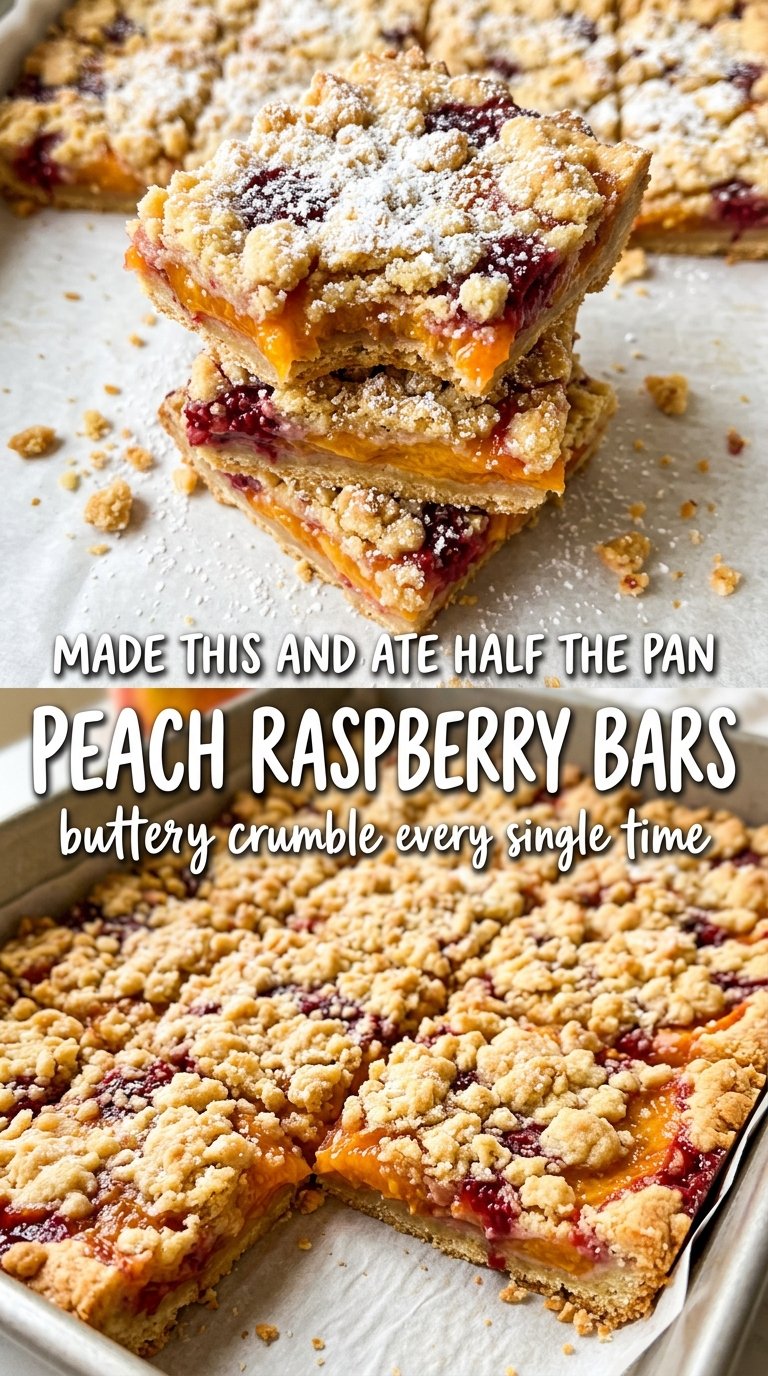 Peach Raspberry Bars buttery crumble juicy fruit