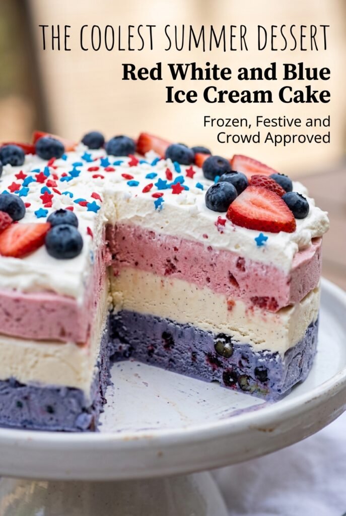 Red White and Blue Ice Cream Cake