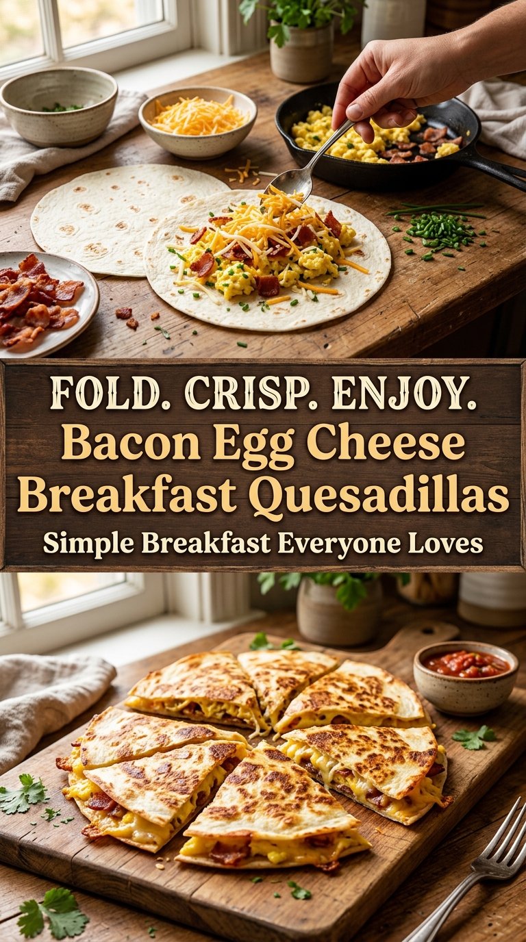 Bacon Egg Cheese Breakfast Quesadillas crispy cheesy