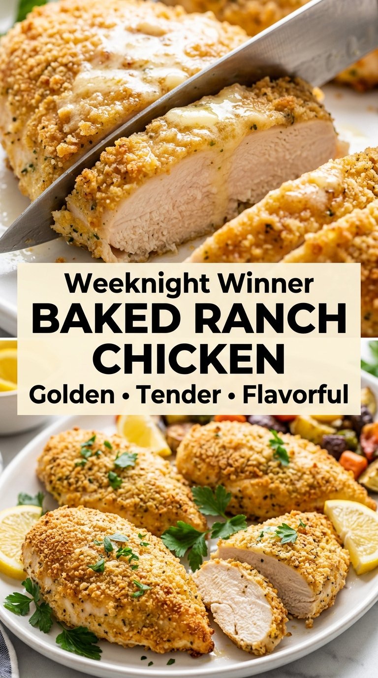 Baked Ranch Chicken golden Parmesan crust