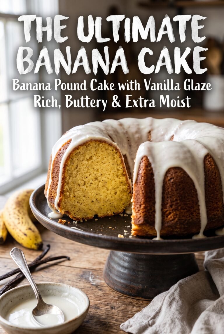 Banana Pound Cake with Vanilla Glaze