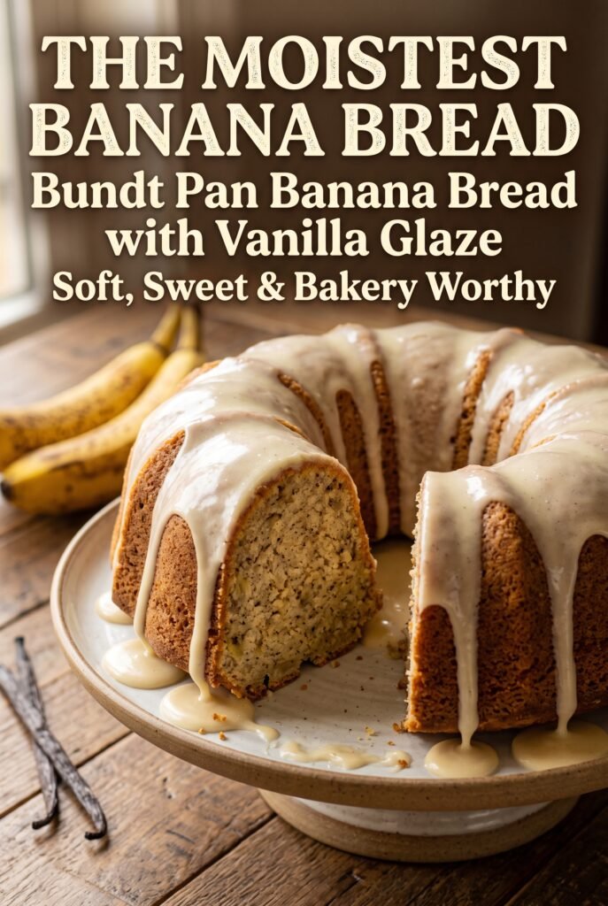 Bundt Pan Banana Bread with Vanilla Glaze