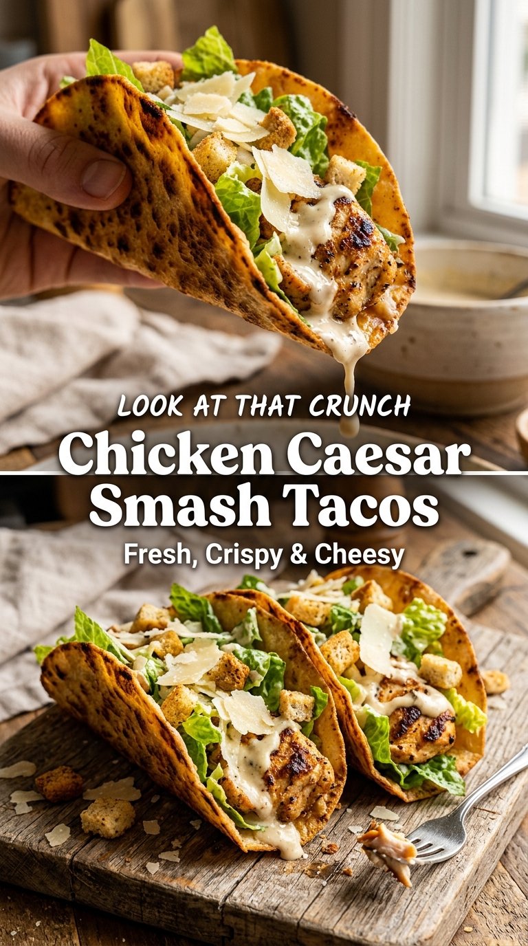 Chicken Caesar smash tacos crispy juicy creamy