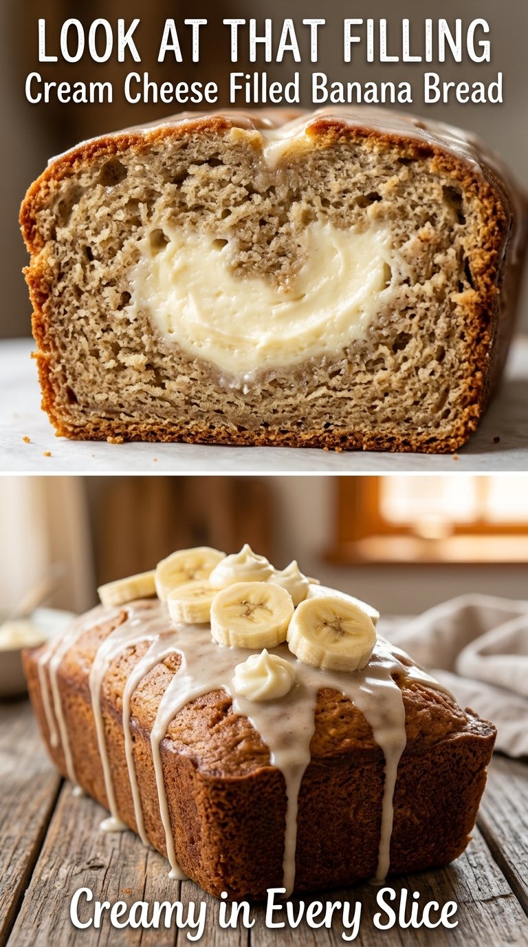 Cream Cheese Filled Banana Bread