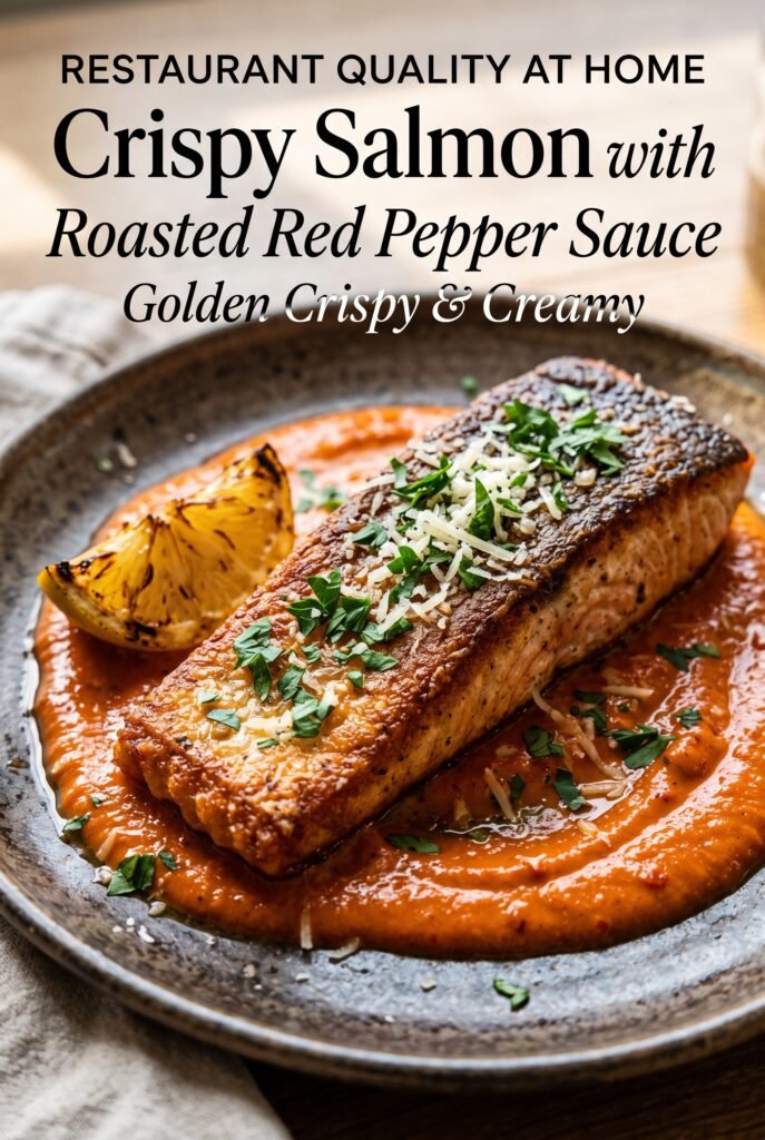 Crispy Salmon with Roasted Red Pepper Sauce