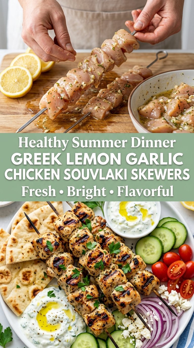  Greek Lemon Garlic Chicken Souvlaki Skewers