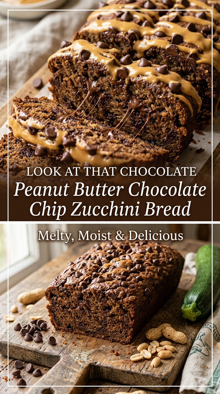 Peanut Butter Chocolate Chip Zucchini Bread moist chocolatey tender