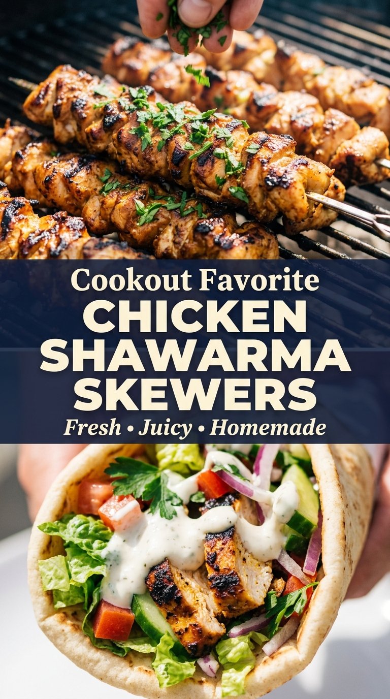 Chicken Shawarma Skewers with Garlic Sauce