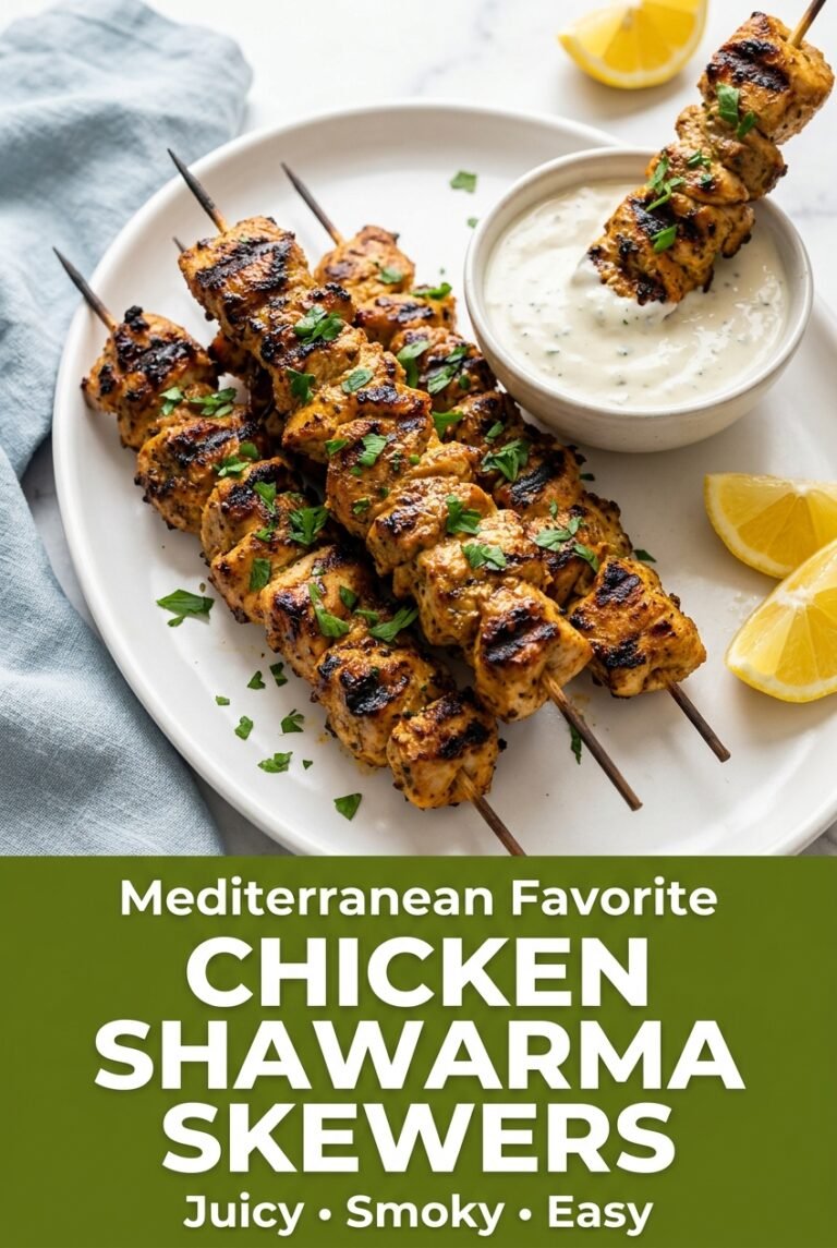 Chicken Shawarma Skewers with Garlic Sauce