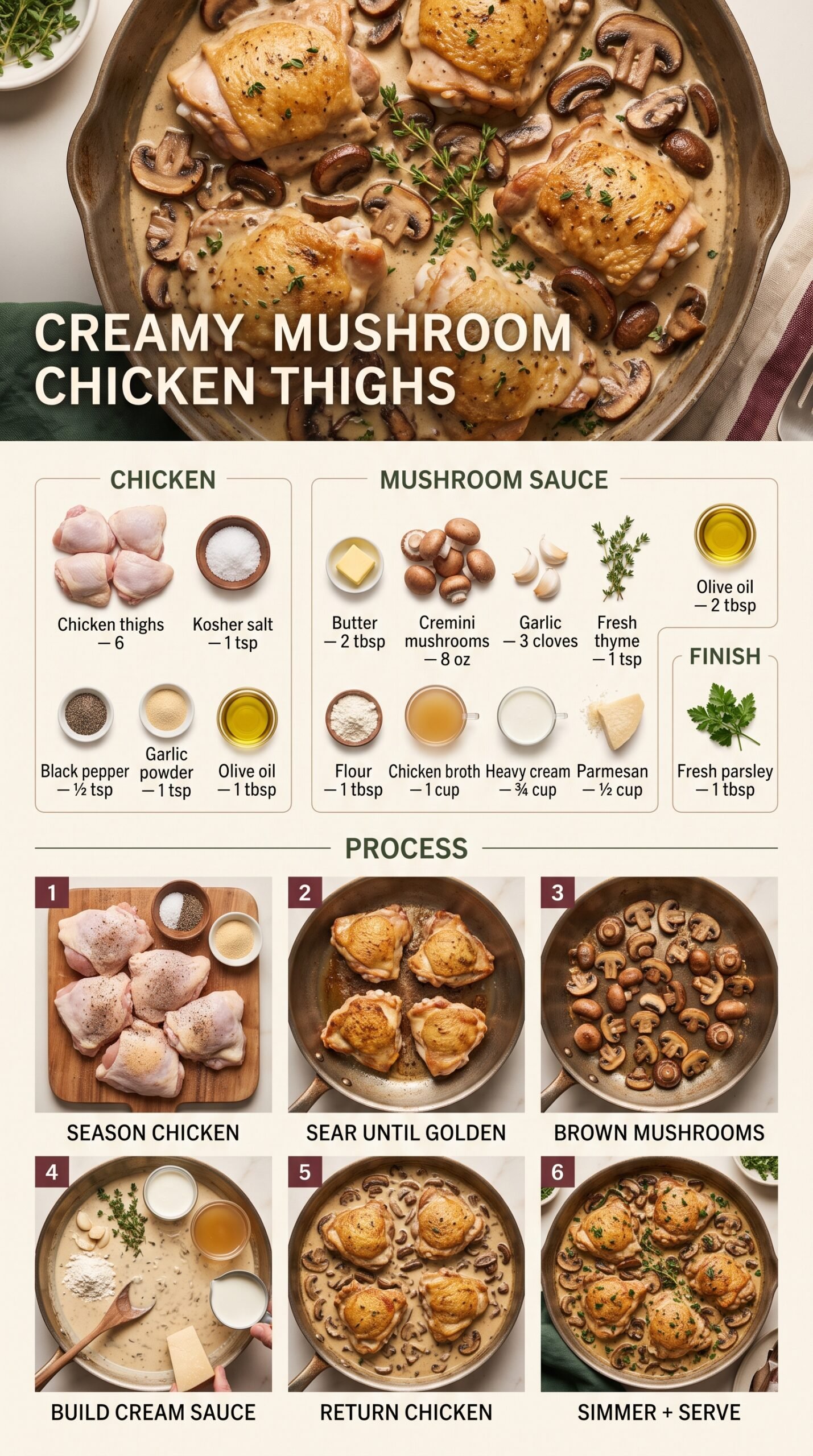 Creamy Mushroom Chicken Thighs