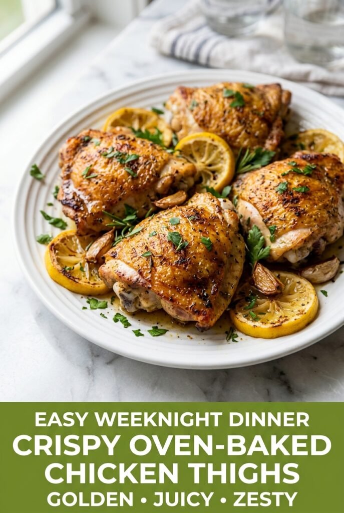 Crispy Oven-Baked Chicken Thighs with Lemon