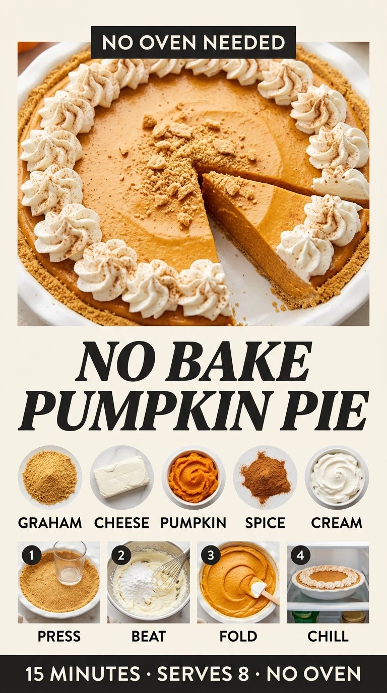 Easy No-Bake Pumpkin Pie with Graham Crust