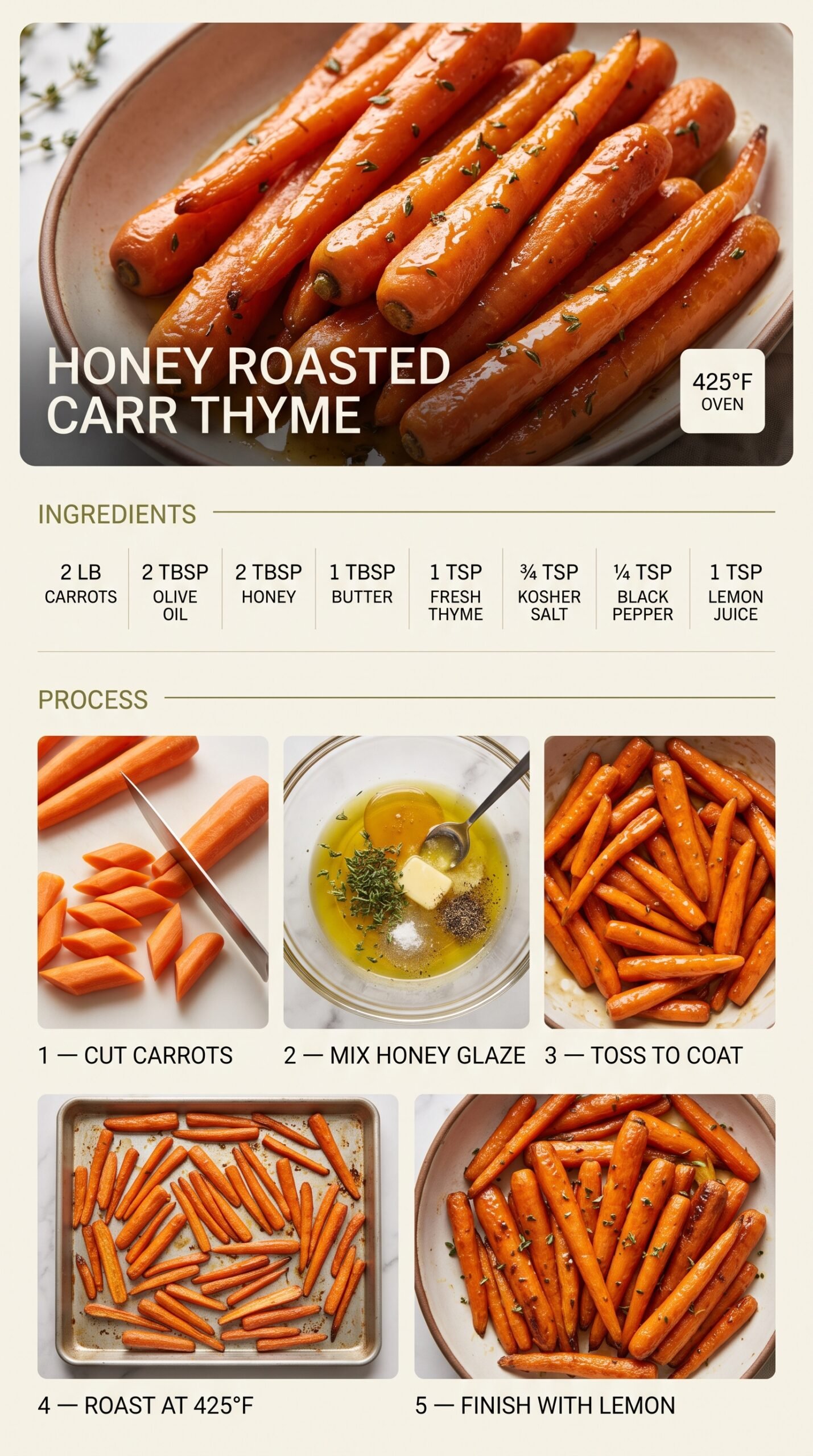Honey Roasted Carrots with Thyme glossy caramelized tender