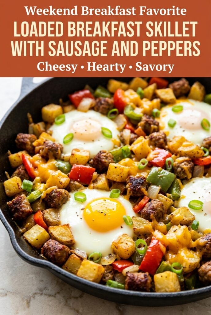 Loaded Breakfast Skillet with Sausage and Peppers