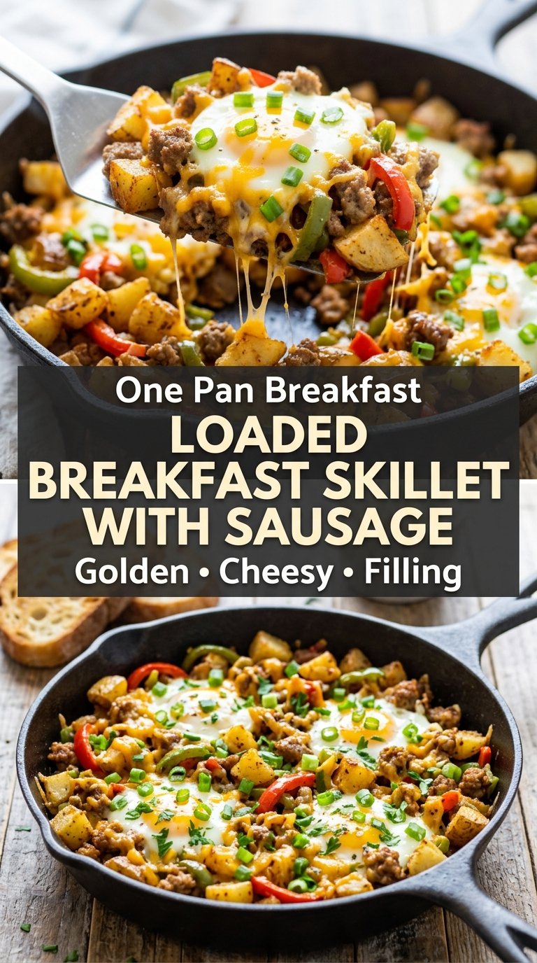 Loaded Breakfast Skillet with Sausage and Peppers