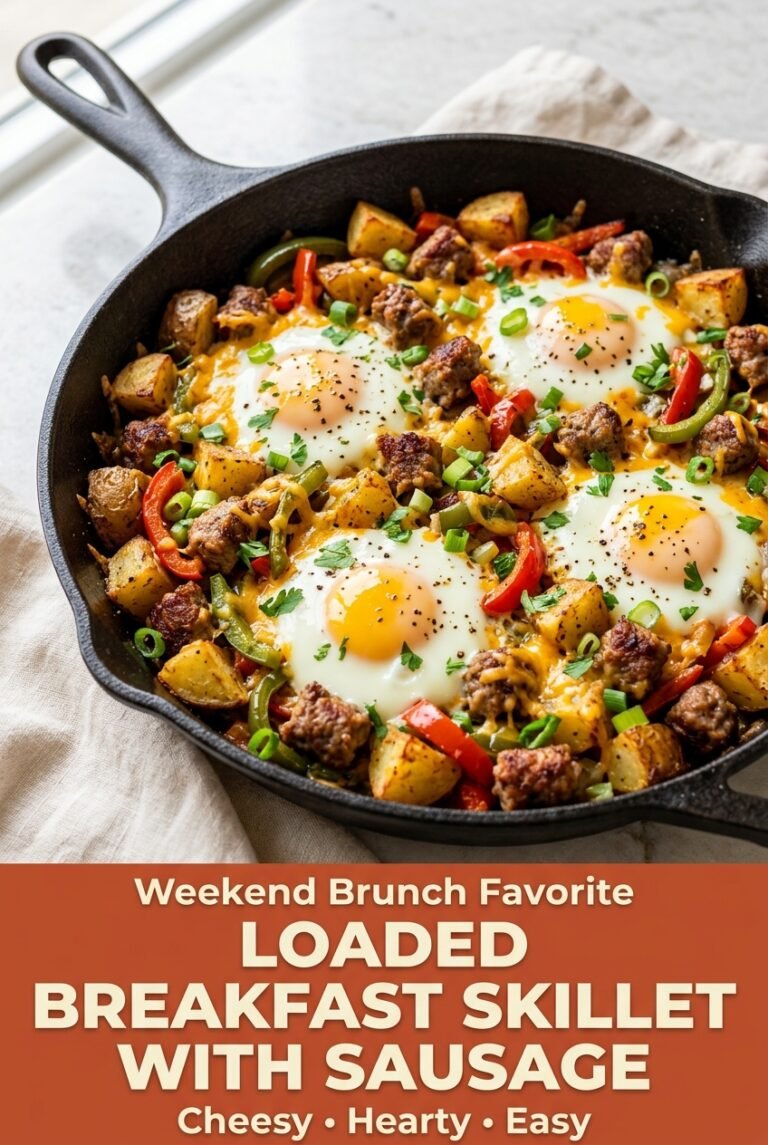 Loaded Breakfast Skillet with Sausage and Peppers