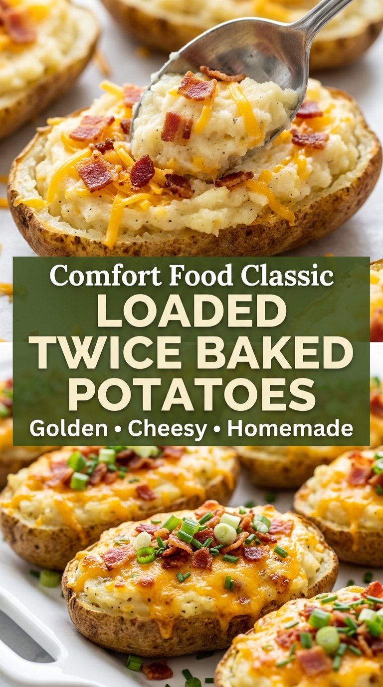 Loaded Twice Baked Potatoes crispy creamy cheesy