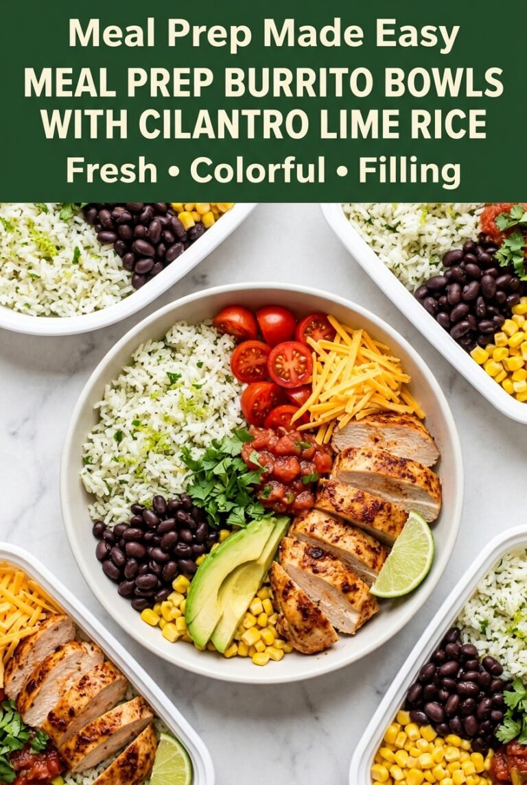 Meal Prep Burrito Bowls with Cilantro Lime Rice