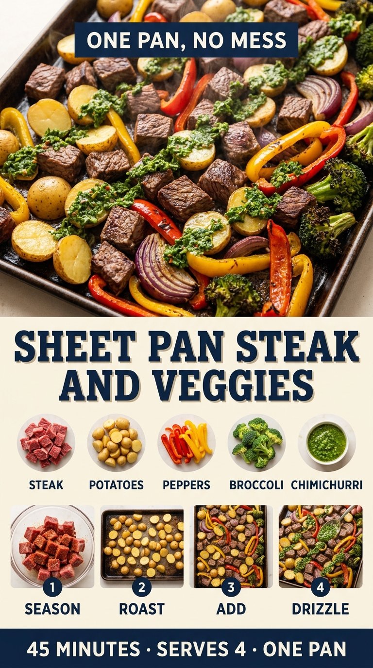Sheet Pan Steak and Veggies with Fresh Chimichurri