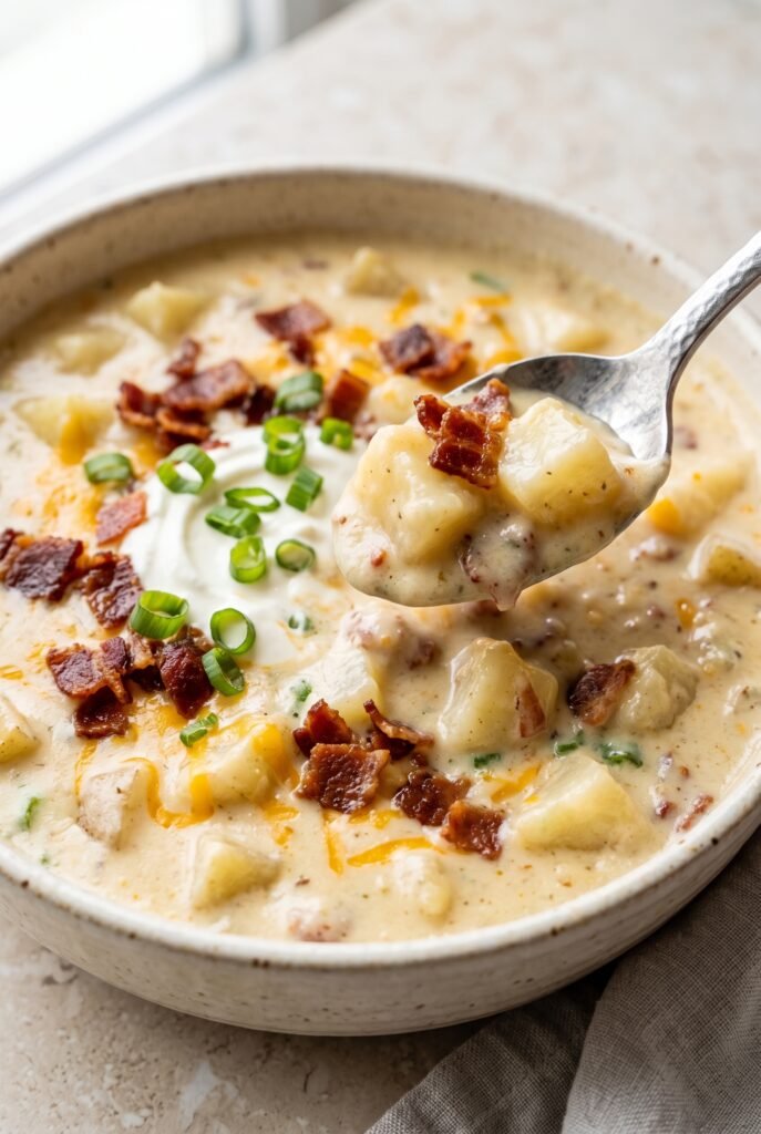 Slow Cooker Creamy Potato Soup with Bacon