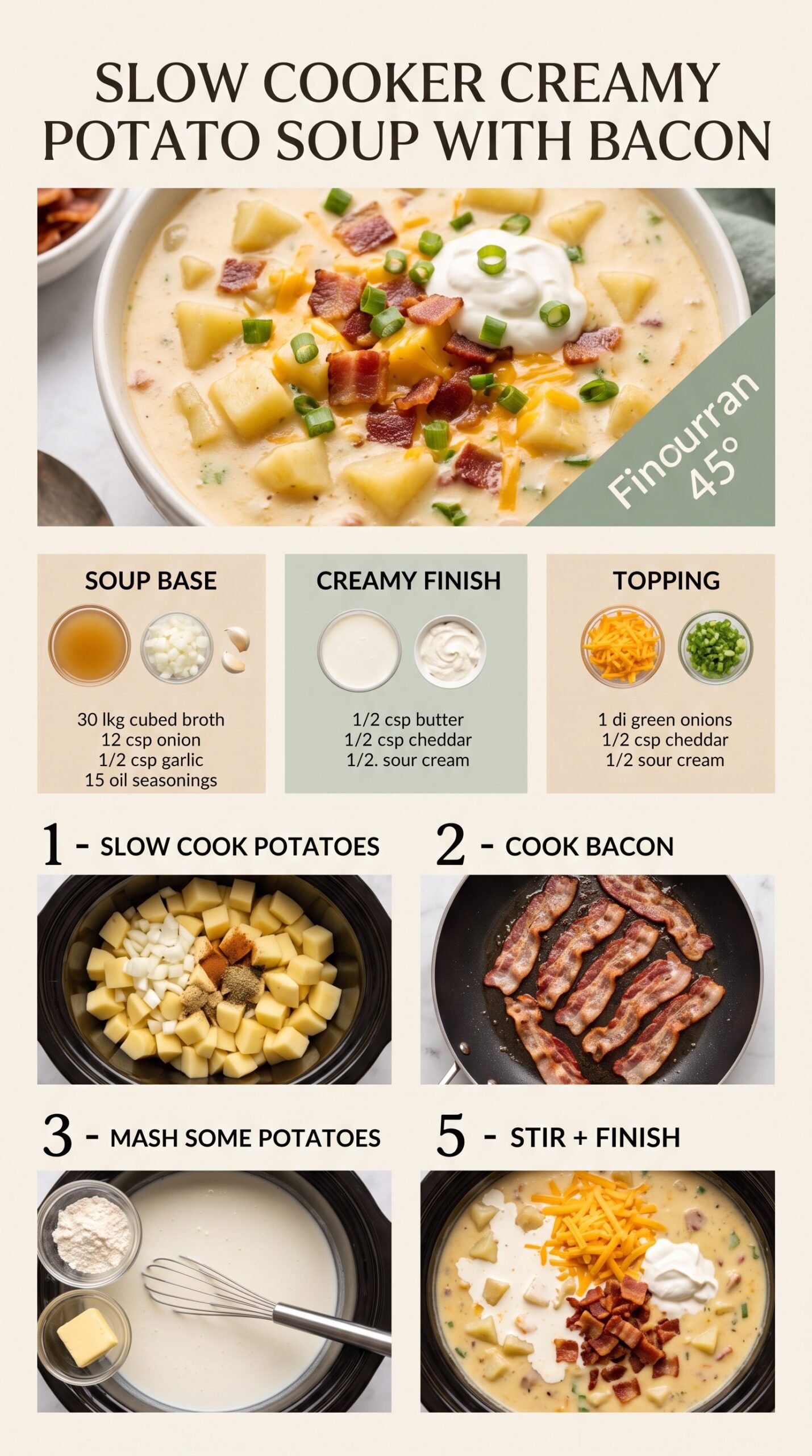 Slow Cooker Creamy Potato Soup with Bacon thick creamy comforting