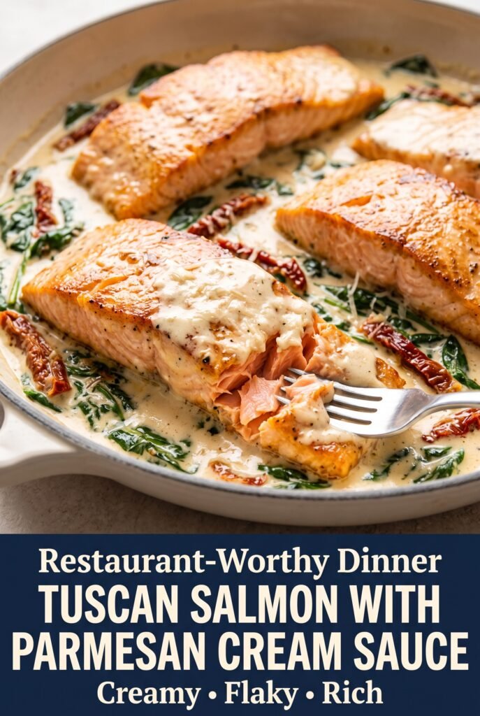 Tuscan Salmon with Parmesan Cream Sauce