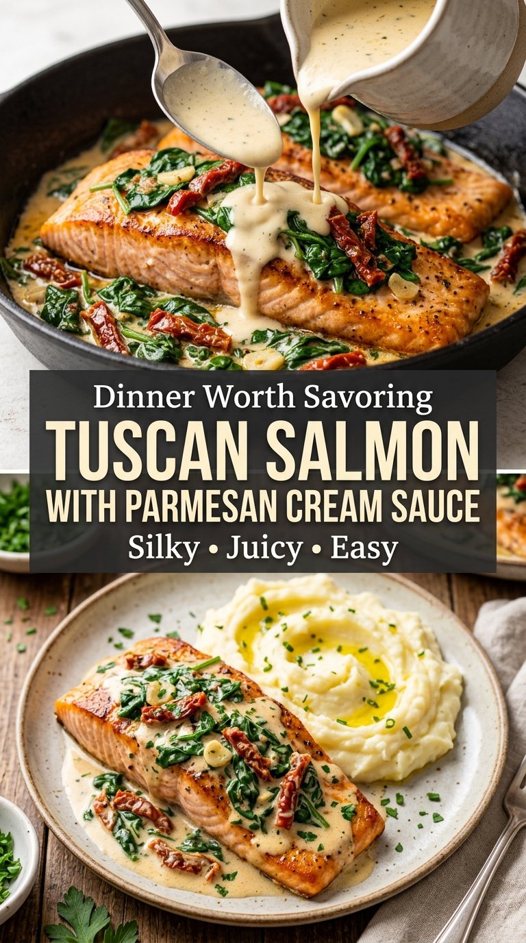 Tuscan Salmon with Parmesan Cream Sauce