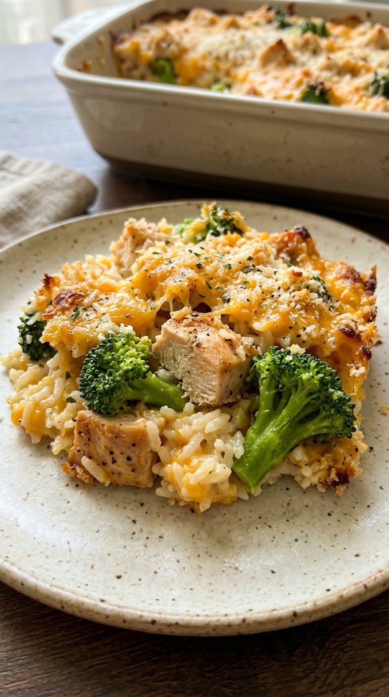 Creamy Chicken Broccoli Rice Casserole creamy cheddar broccoli
