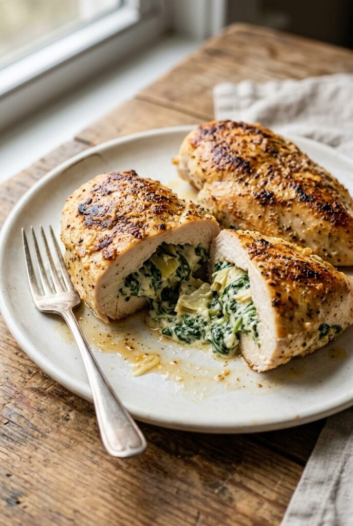 Creamy Spinach Artichoke Stuffed Chicken Breast