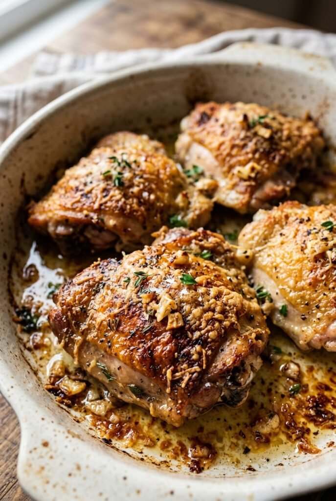 Crispy Garlic Parmesan Chicken Thighs
