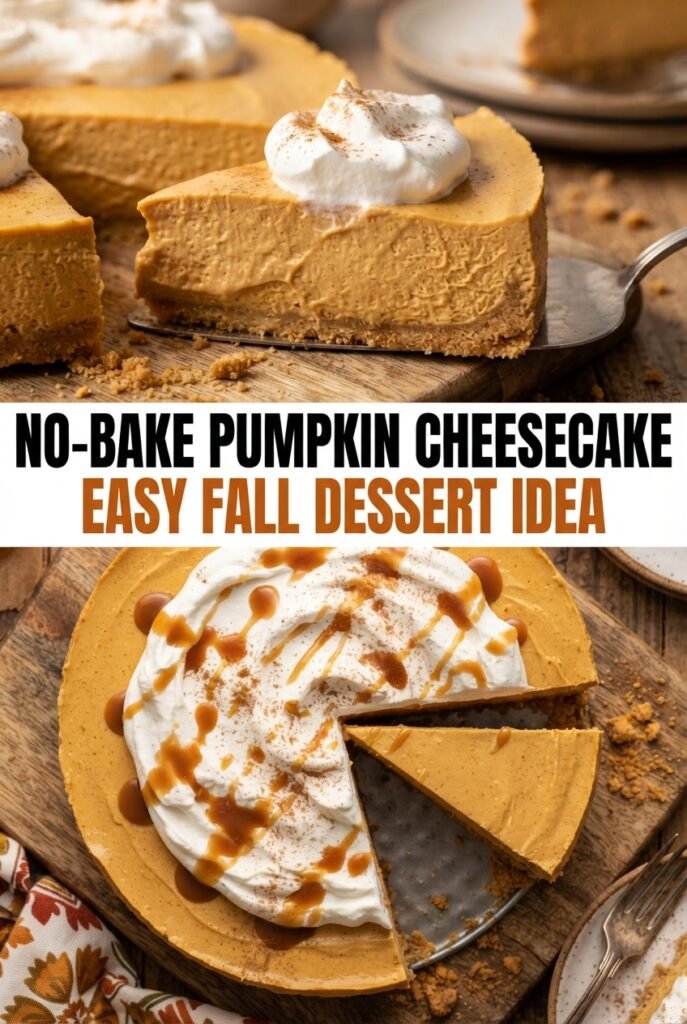 Easy No-Bake Pumpkin Cheesecake with Graham Cracker Crust