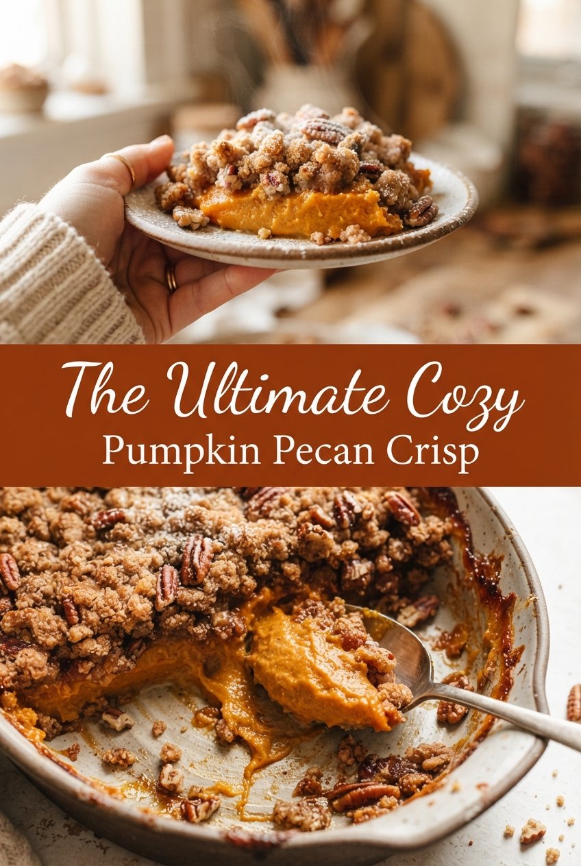 Easy Pumpkin Crisp with Brown Sugar Pecan Oat Topping, golden, cozy, crumbly