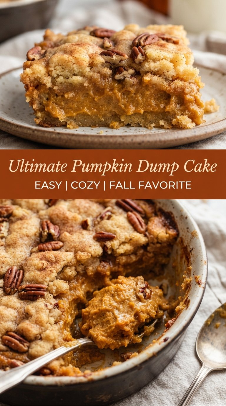 Easy Pumpkin Dump Cake with Cake Mix and Pecans creamy spiced, buttery, crisp