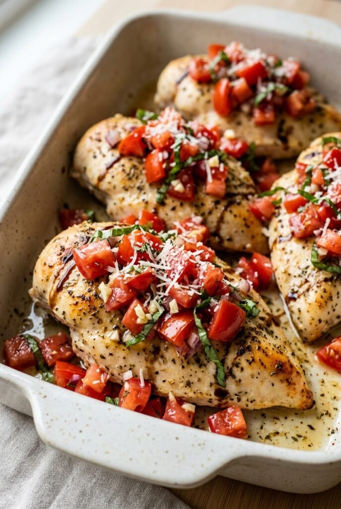 Juicy Baked Bruschetta Chicken