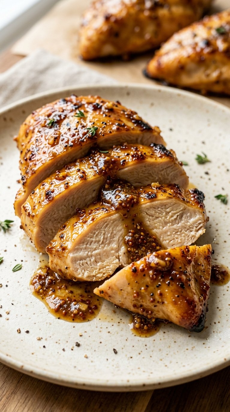 Juicy baked honey mustard chicken glossy tangy