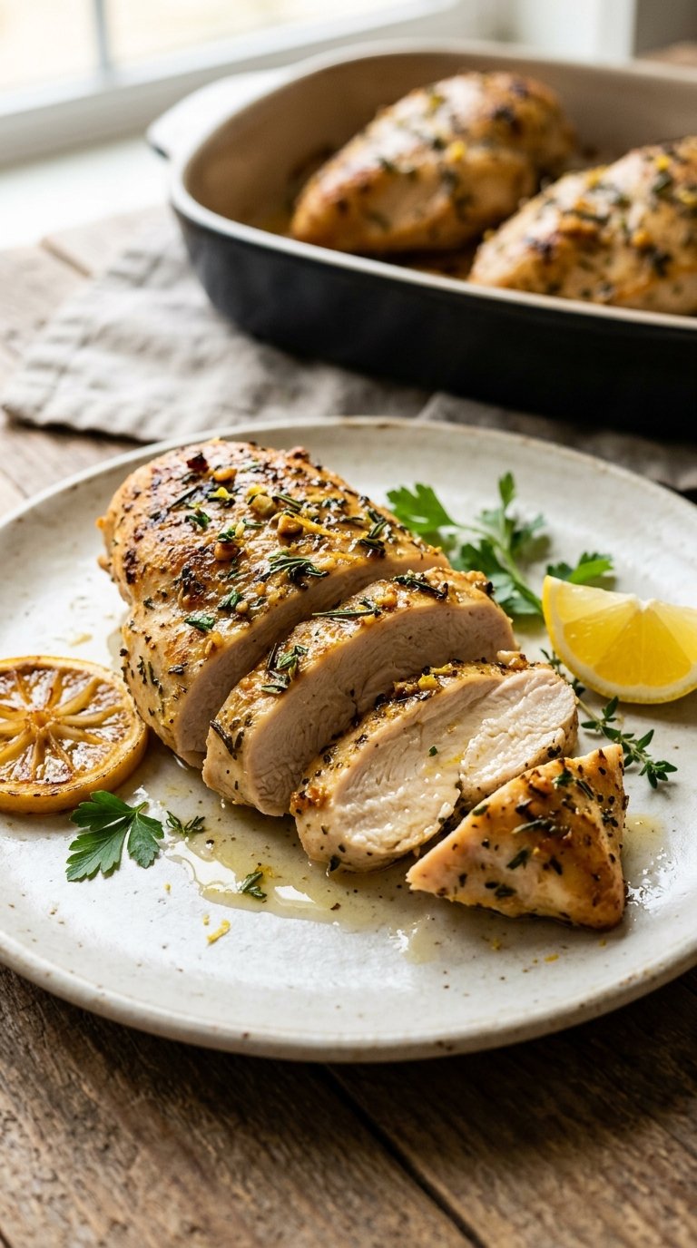 Juicy Baked Lemon Herb Chicken lemony herby golden