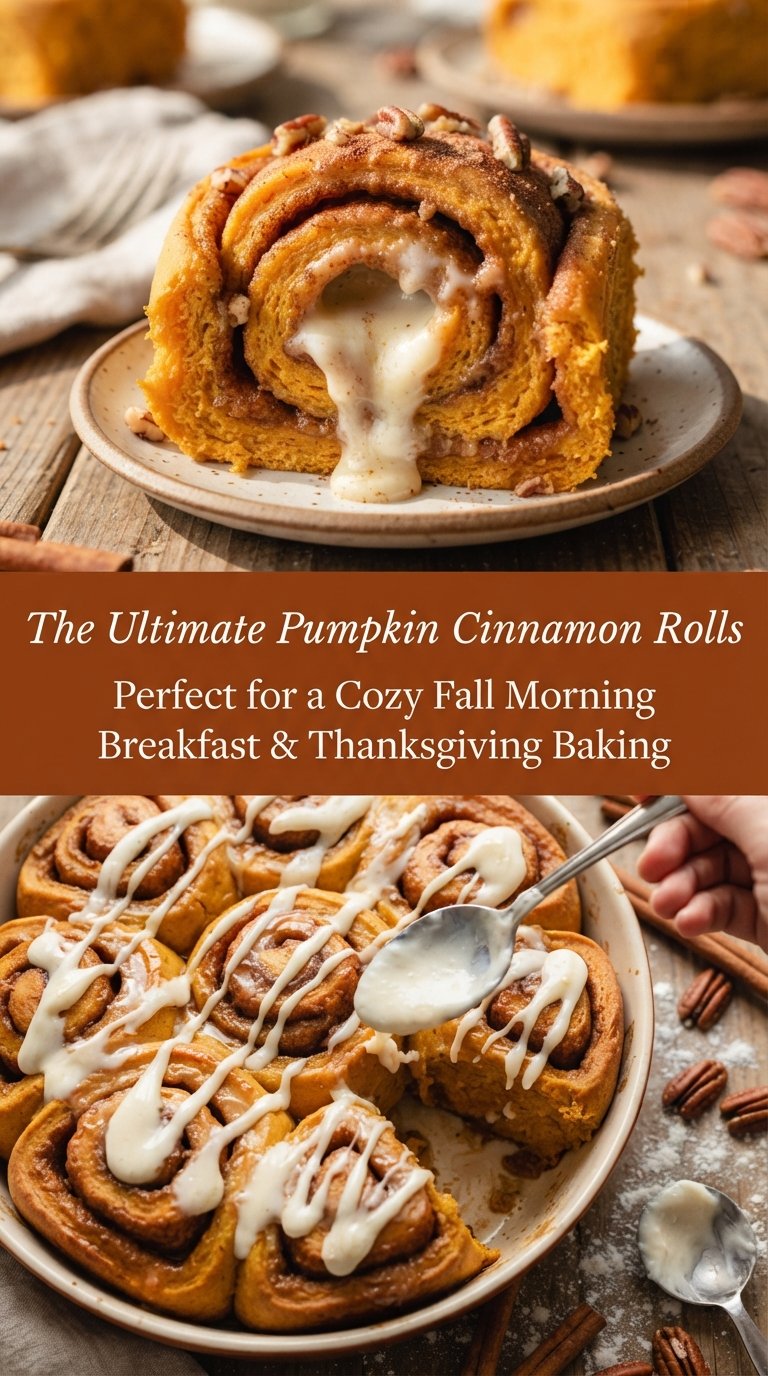 Soft Pumpkin Cinnamon Rolls with Cream Cheese Frosting, pillowy, frosted, pumpkin-spiced