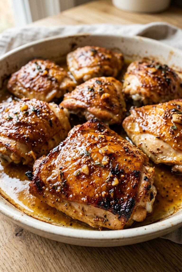 Sticky Maple Dijon Chicken Thighs