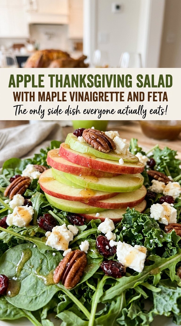 Apple Thanksgiving Salad with Maple Vinaigrette and Feta with crisp apples