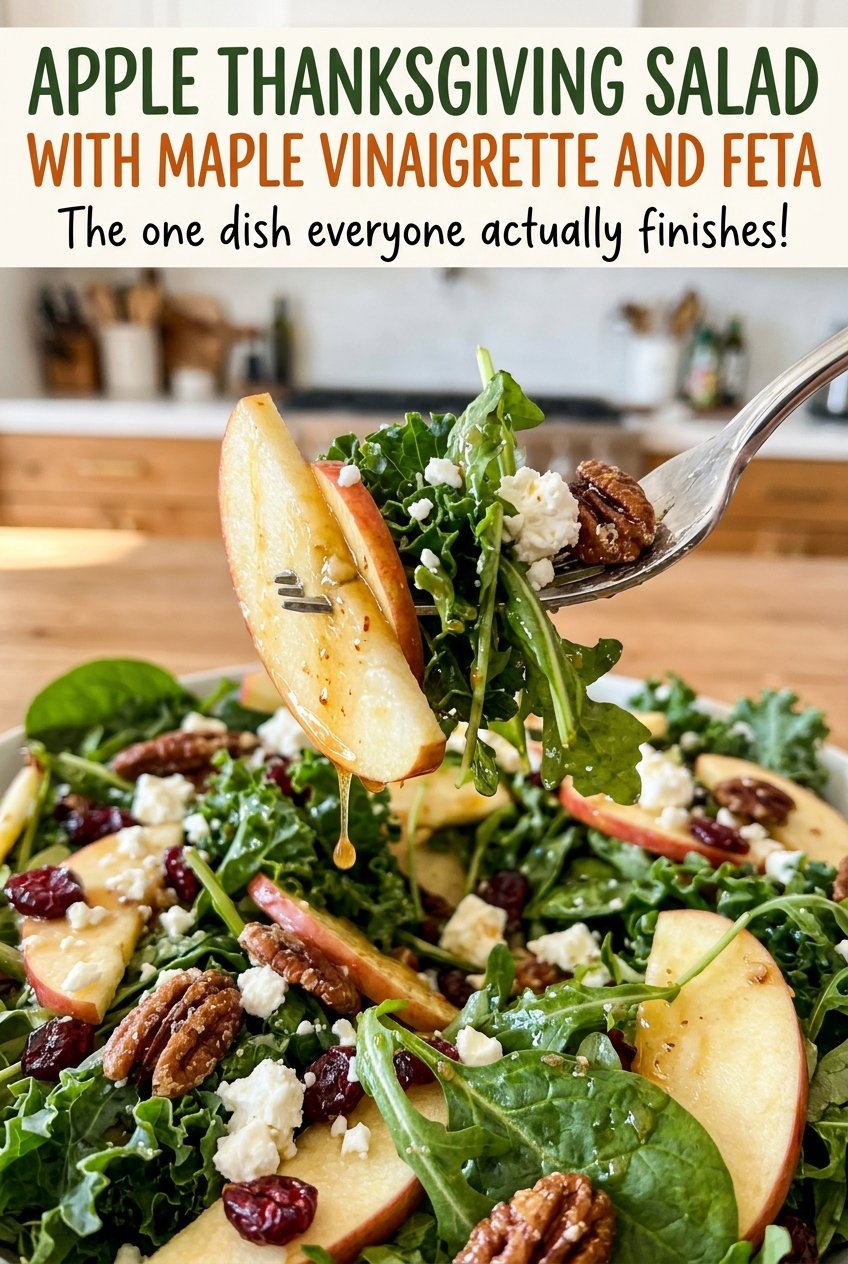 Apple Thanksgiving Salad with Maple Vinaigrette and Feta with crisp apples