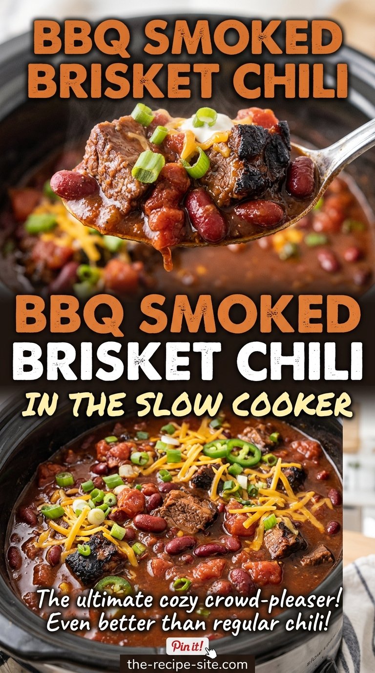 BBQ smoked brisket chili, smoky and bean-filled